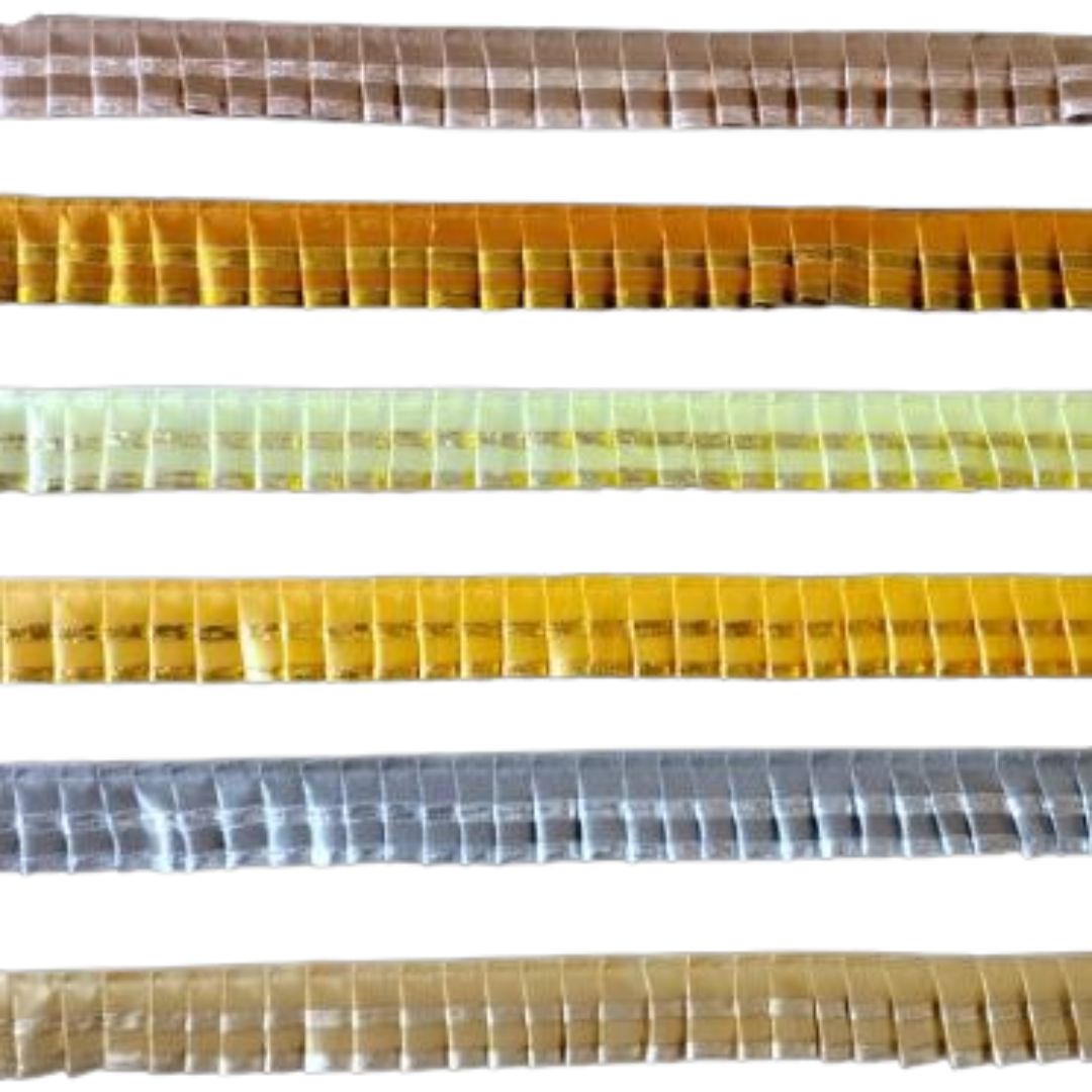 Set of six guitar fretboards with different color patterns on a white background
